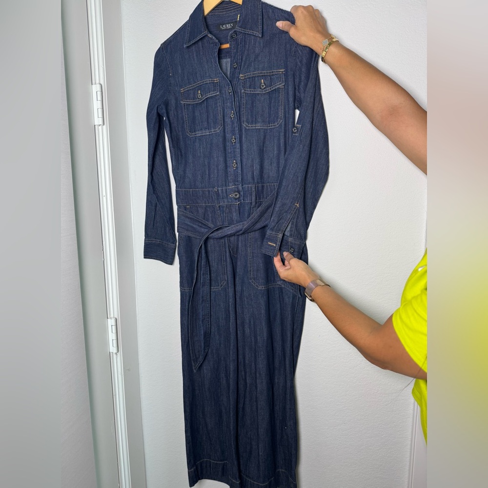 Dark Blue Denim Long-Sleeve Dress Ralph Lauren